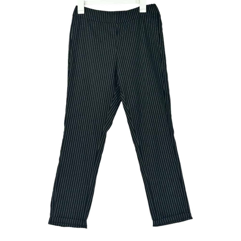 Who What Wear Women’s High Rise Stretch Cropped Pinstripe Pants Black/White Sz 8 - Picture 1 of 10